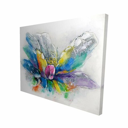 FONDO 16 x 20 in. Abstract Flower with Newspaper-Print on Canvas FO2790432